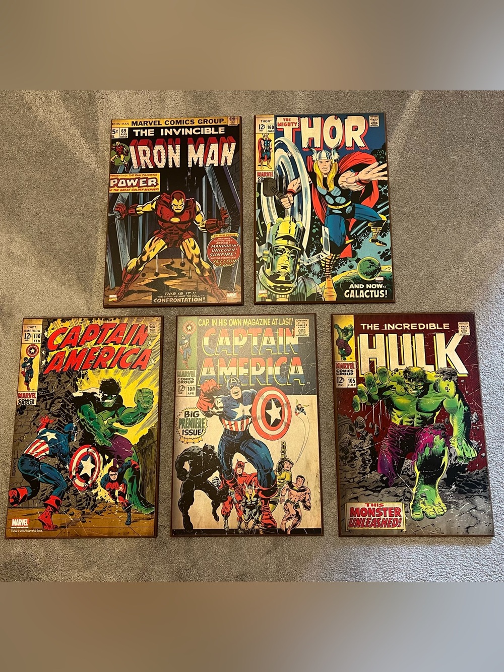 Vintage look Superhero Comic Book Wall Art Set - Multicolor